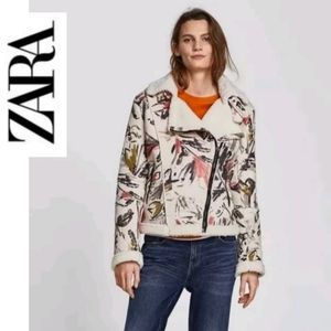 Zara Faux Suede Printed Jacket warm like Sweater